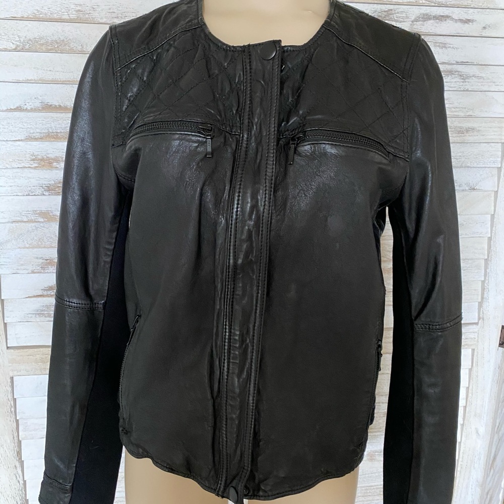 Caslon Quilted Black Leather Jacket